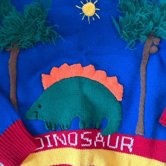 Vintage Harlequin Designs Dinosaur Embroidery Kids Sweater - Picture 5 of 6